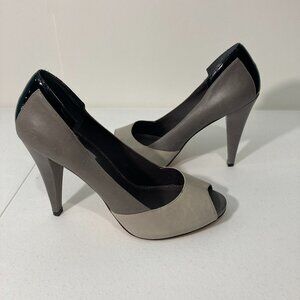 Classiques Entier Women's High Heels Open-Toe Shoes Leather Sole Gray 7.5M